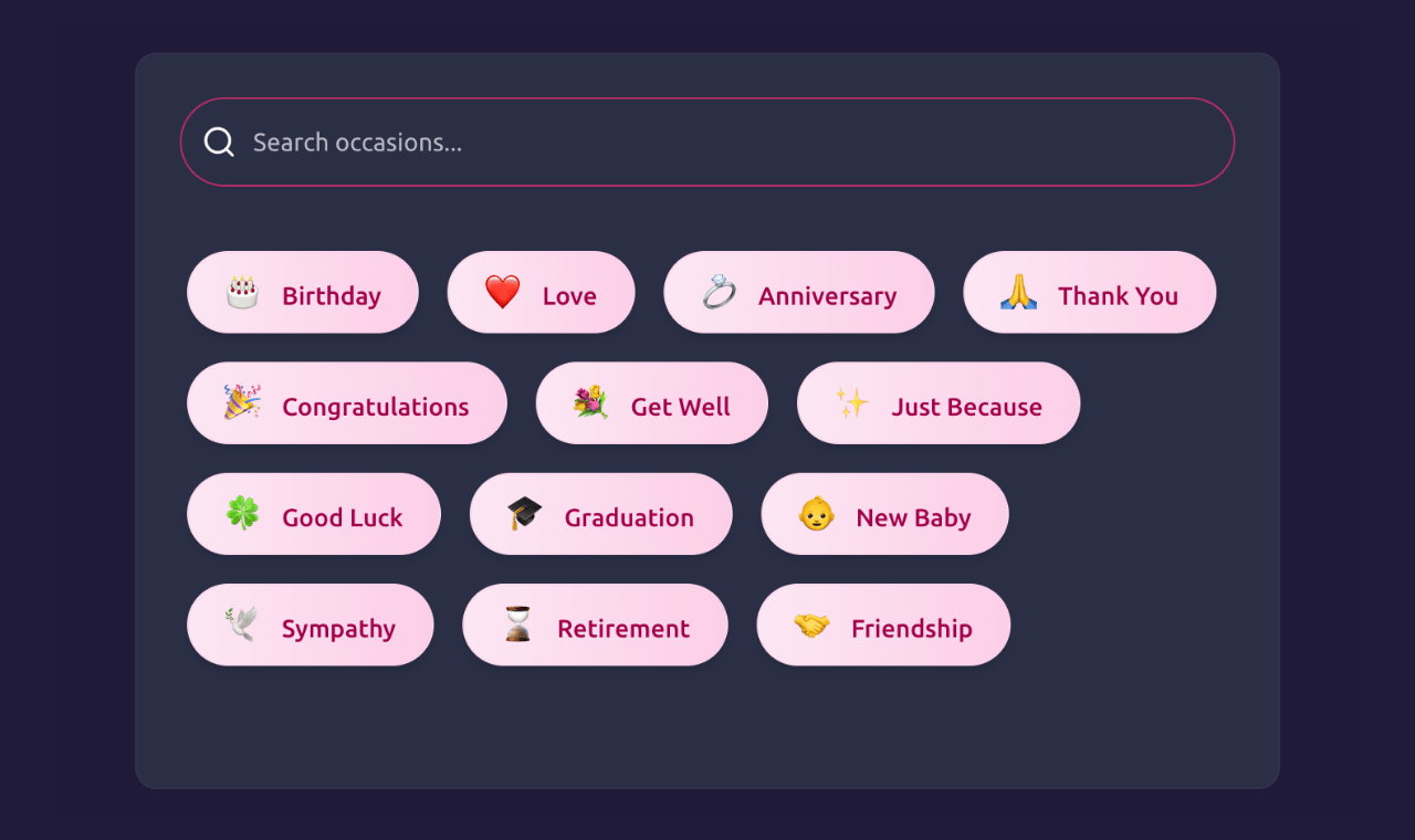 Step 1: Choose an Occasion